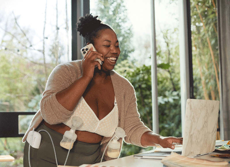 Woman with Philips Advent Breast Pump Smiling